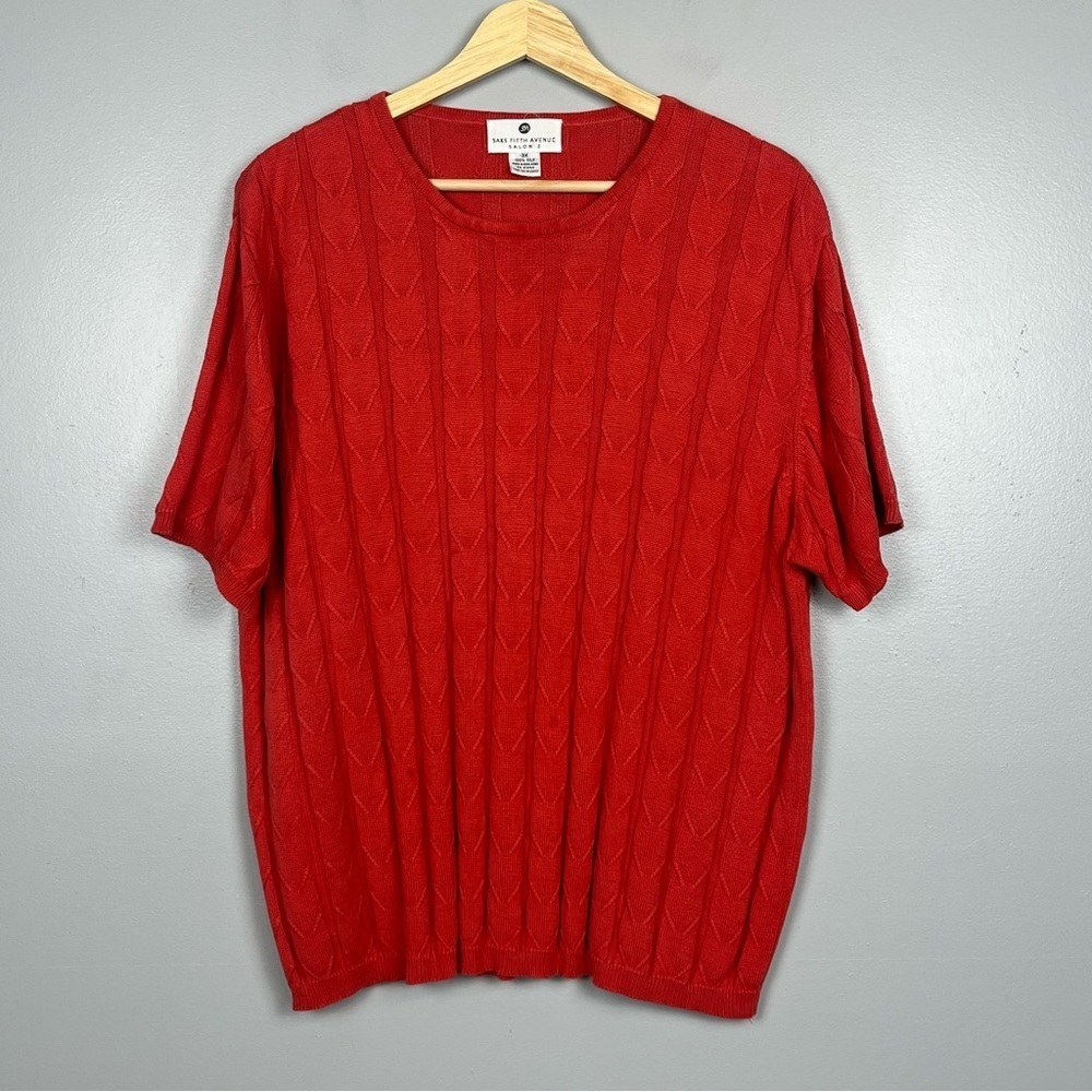 Vintage Saks Fifth Avenue Salon Z 100% silk short sleeve knit sweater, size 3X.